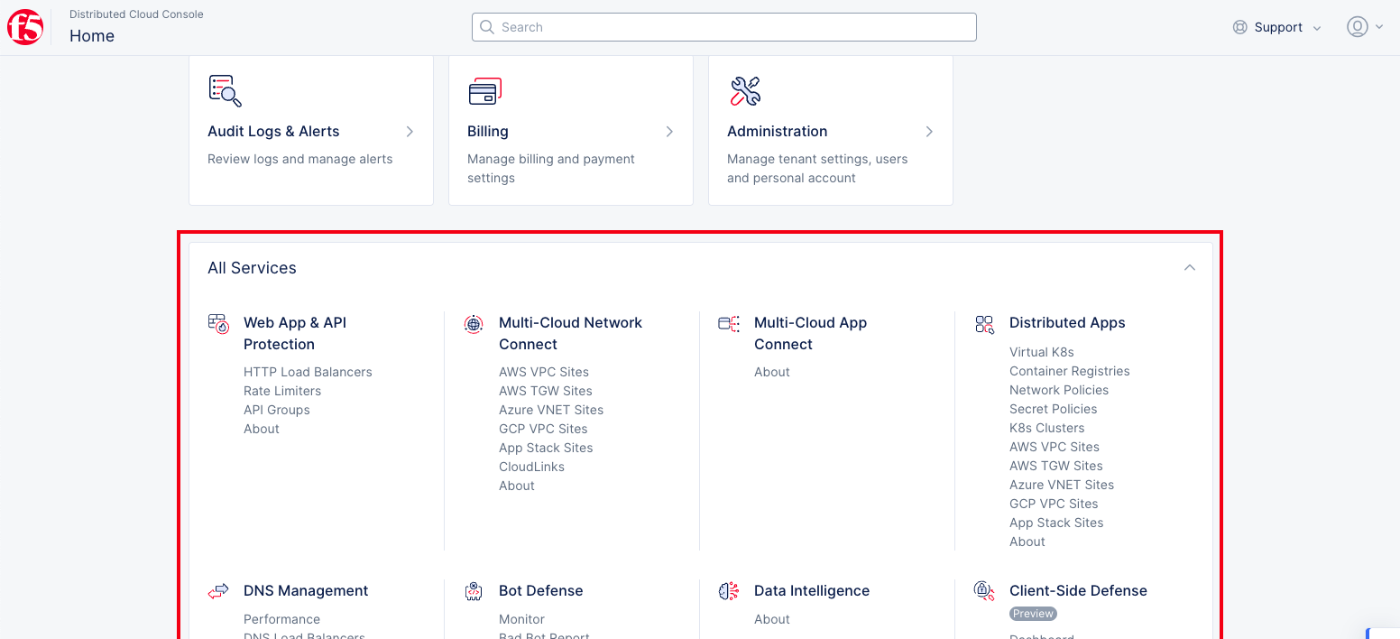Figure: All Workspaces on the Home Page