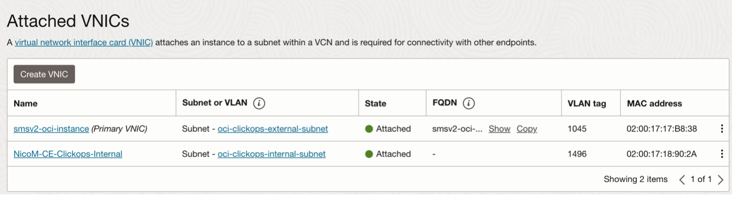 Figure: Create VNIC
